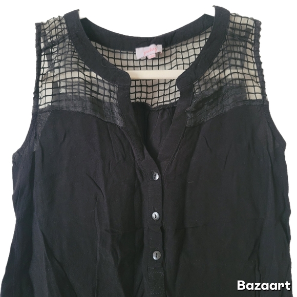 Pixley Top Womens S Small Black V-Neck Blouse - Picture 2 of 7